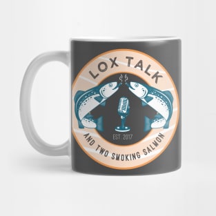 Lox Talk (and two smoking salmon) T-Shirt, reverse Mug